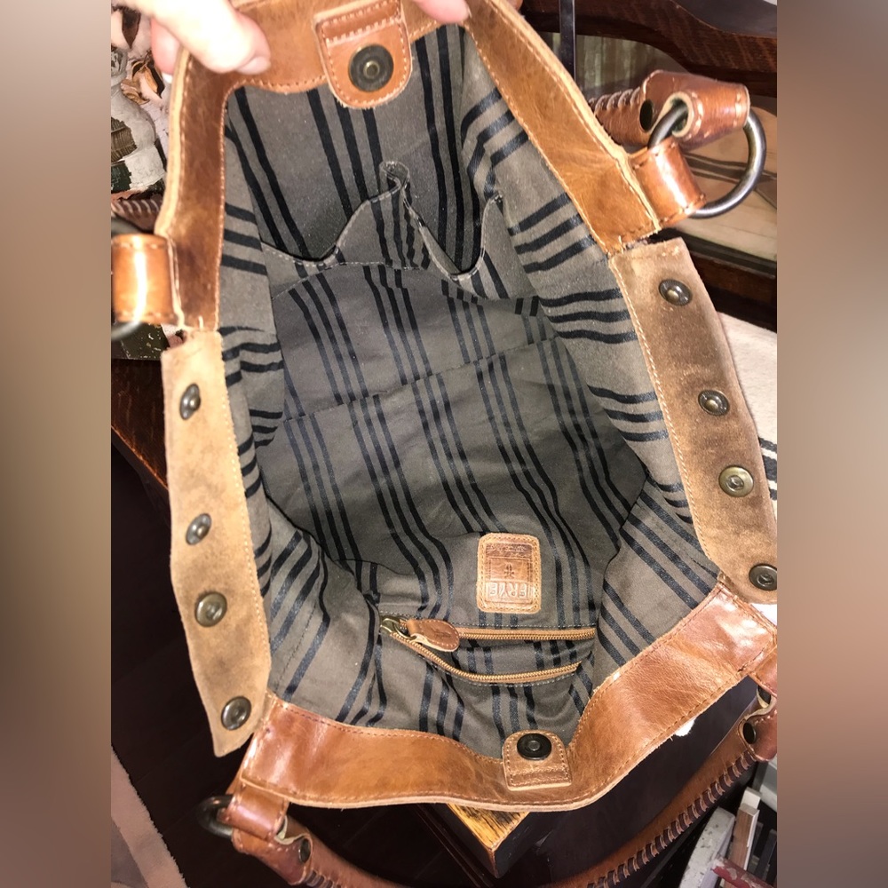 Frye Brown Suede and Leather Shoulder Tote - Picture 11 of 14
